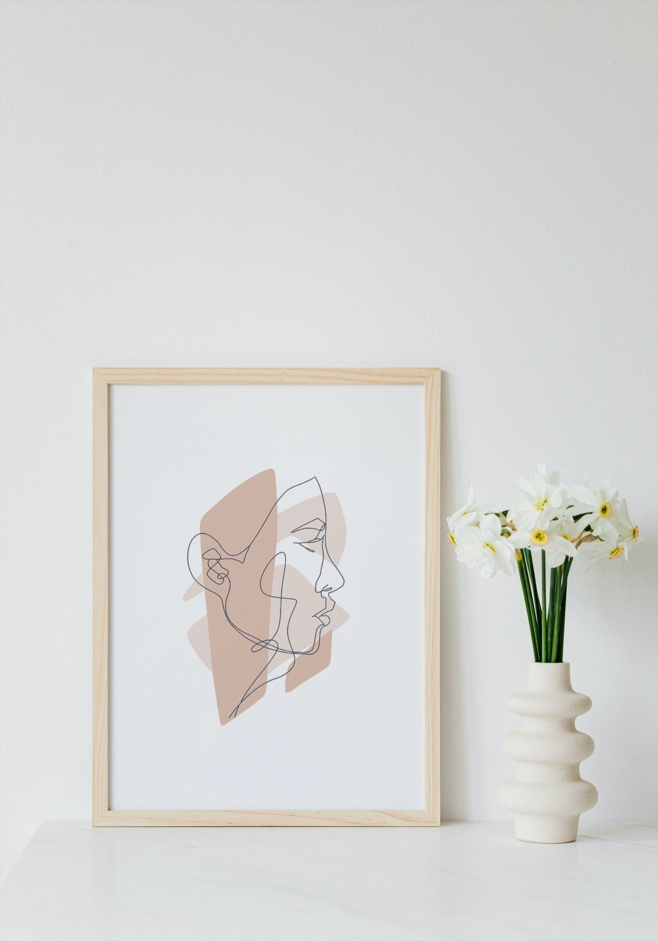 Faceportrait woman one line style - Plakatbar.no