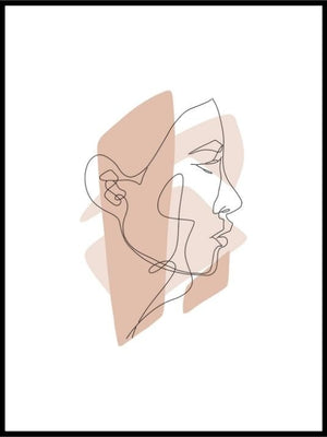 Faceportrait woman one line style - Plakatbar.no