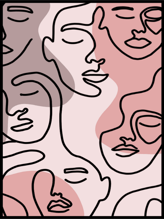 Faces Line Wall Art - Poster
