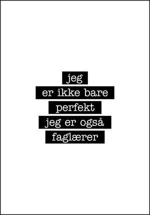 Faglærer - Jeg er ikke bare perfekt Plakat - Plakatbar.no