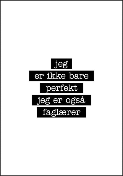 Faglærer - Jeg er ikke bare perfekt Plakat - Plakatbar.no