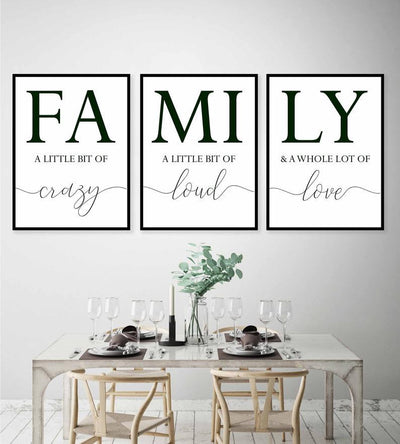 Familie - 3 stilfulle plakater - Plakatbar.no