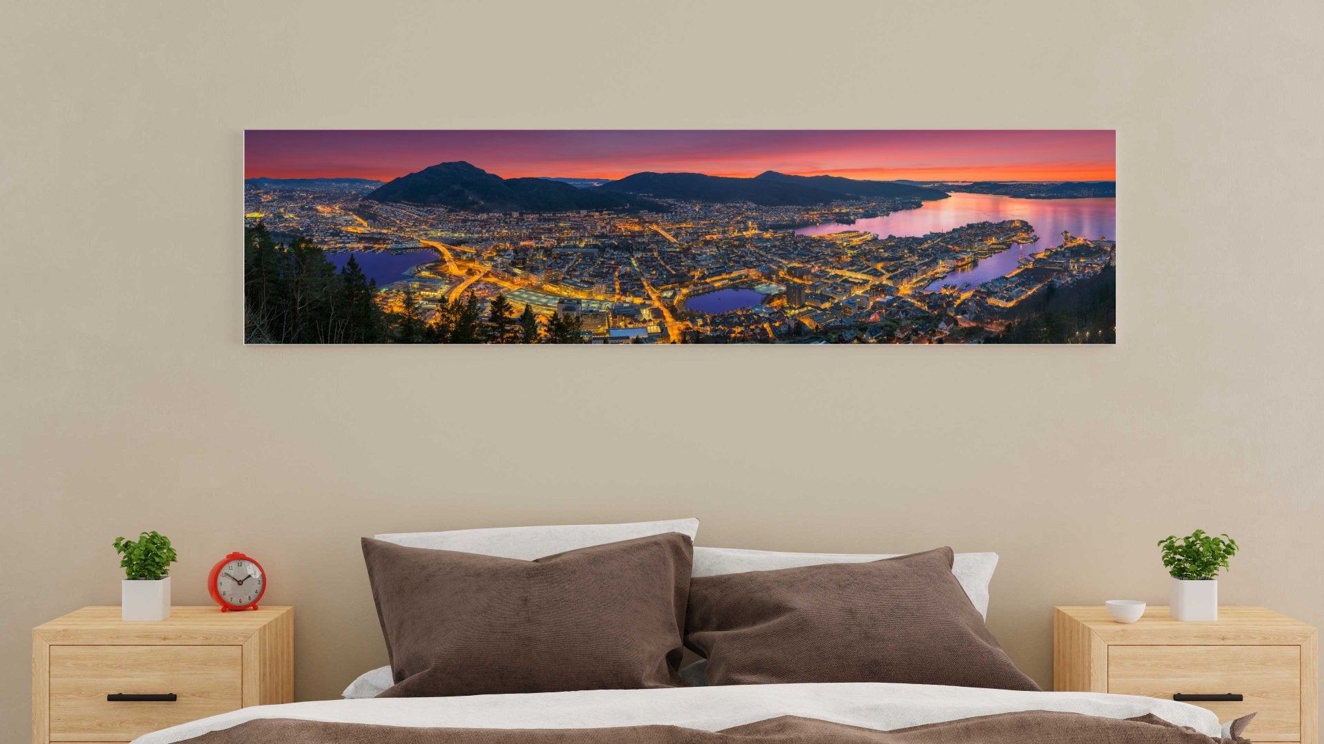 Fantastisk panorama bilde av Bergen - panorama lerret - Plakatbar.no