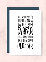 Farfar/Oldefar kort - Plakatbar.no