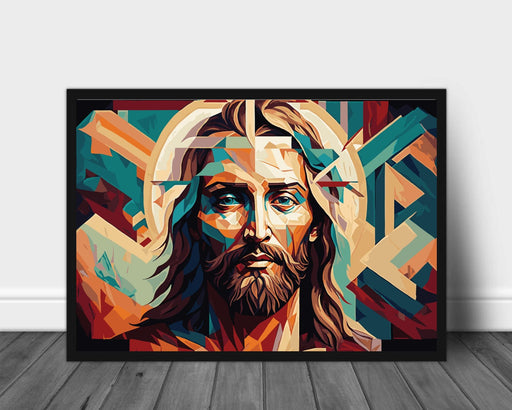 Fargerikt kunstbilde av Jesus - Plakatbar.no