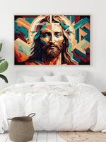 Fargerikt kunstbilde av Jesus - Plakatbar.no