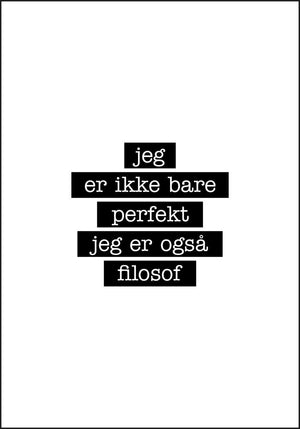 Filosof - Jeg er ikke bare perfekt Plakat - Plakatbar.no