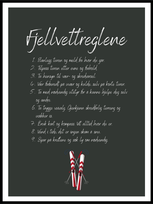 Fjellvettreglene - Plakat