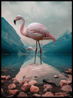 Flamingo og fjell poster - Plakatbar.no