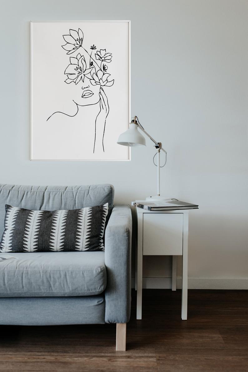 Flower Head Line Drawing Poster - Plakatbar.no