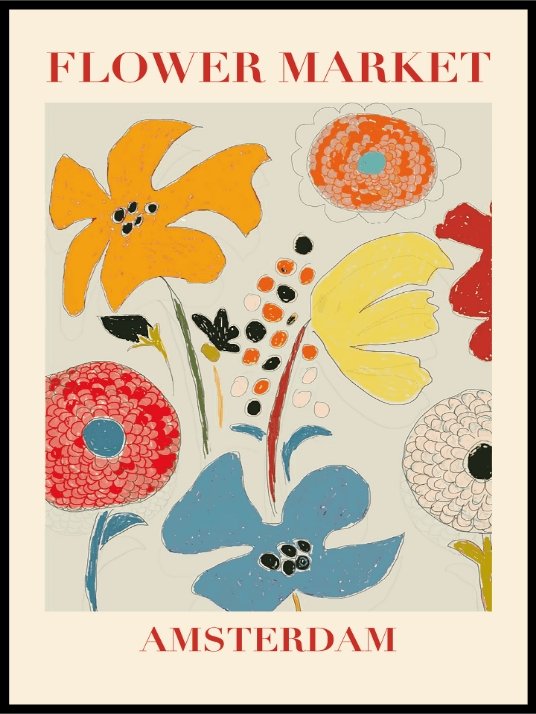Flower Market Amsterdam Plakat - Plakatbar.no