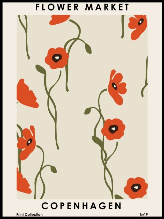 Flower Market Copenhagen Plakat eller Lerret - Plakatbar.no