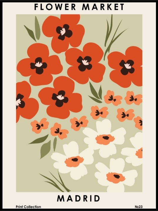 Flower Market Madrid Plakat eller Lerret - Plakatbar.no