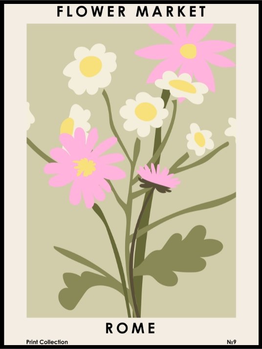 Flower Market Rome Plakat eller Lerret - Plakatbar.no