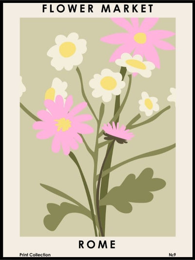 Flower Market Rome Plakat eller Lerret - Plakatbar.no