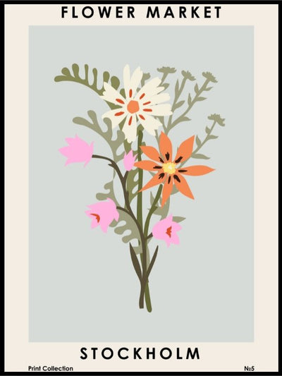Flower Market Stockholm Plakat eller Lerret - Plakatbar.no