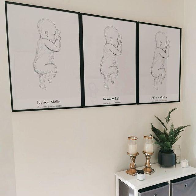 Fødselsplakat med hvit bakgrunn - Plakatbar.no