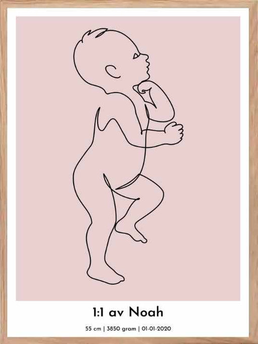 Fødselsplakat med rosa bakgrunn - Plakatbar.no