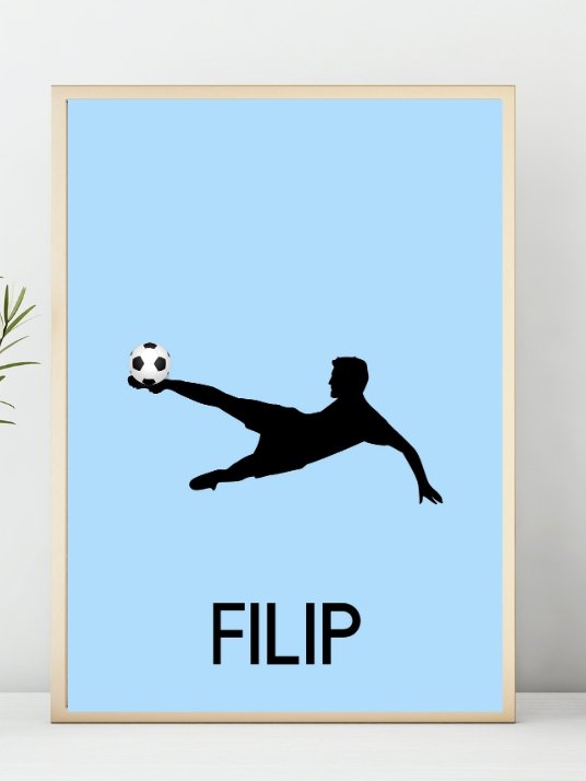 Football poster with your own name - blue