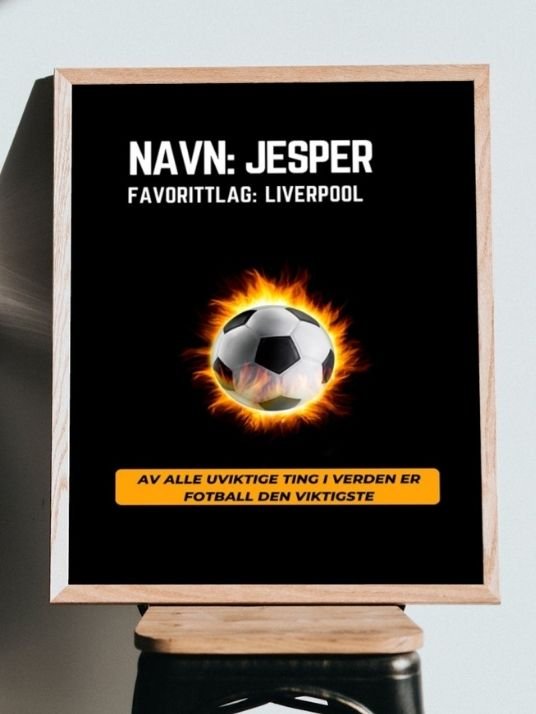 Fotballplakat med eget navn og favorittlag - Plakatbar.no