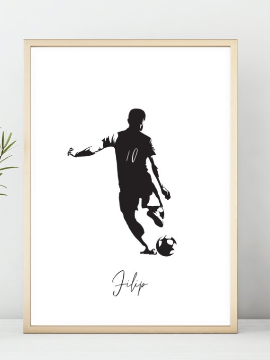 Fotballspiller Nummer 10 med eget navn - Plakat - Plakatbar.no