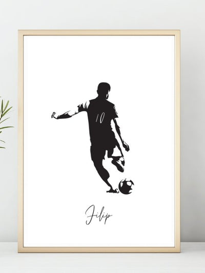 Fotballspiller Nummer 10 med eget navn - Plakat - Plakatbar.no