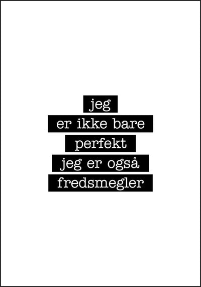 Fredsmegler - Jeg er ikke bare perfekt Plakat - Plakatbar.no
