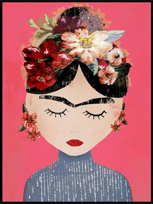 Frida Kahlo (Rosa) Plakat eller Lerret - Plakatbar.no