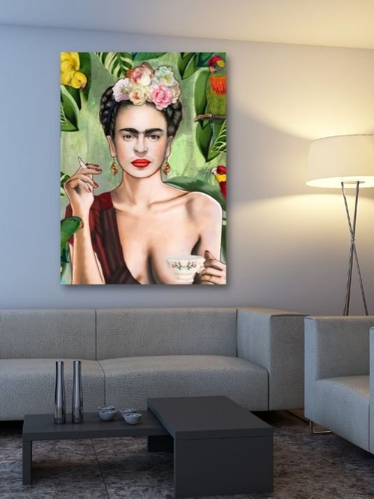 Frida Kahlo Smoking and Coffee - Plakatbar.no