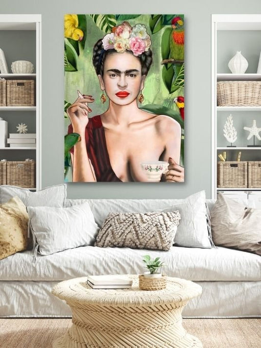 Frida Kahlo Smoking and Coffee - Plakatbar.no