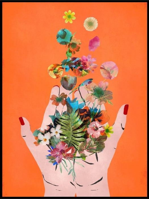Frida's Hands (Oransje) Plakat eller Lerret - Plakatbar.no