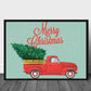 Gammeldags juleplakat med pickuptruck - Plakatbar.no