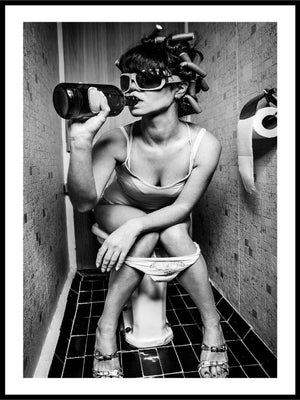Girl Drinking In Toilet Poster