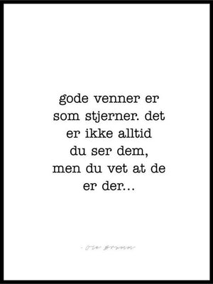 Gode venner er som Stjerner. Plakat om vennskap - Plakatbar.no