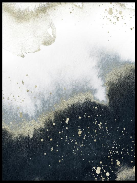 Gold & Gray Shimmering modern art - Poster