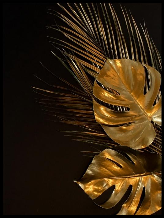 Gold leaves plant tropical - Poster - Plakatbar.no