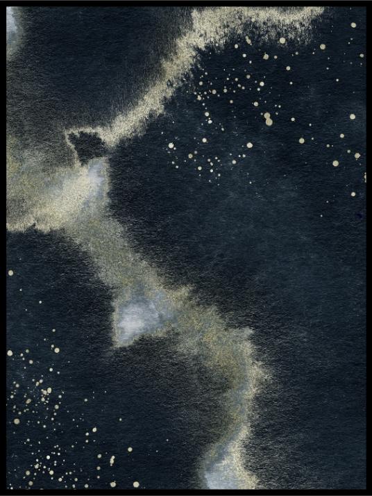 Gold & Navy Starry Night - Plakat - Plakatbar.no