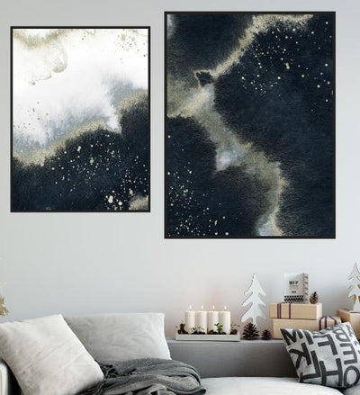 Gold & Navy Starry Night - Plakat - Plakatbar.no