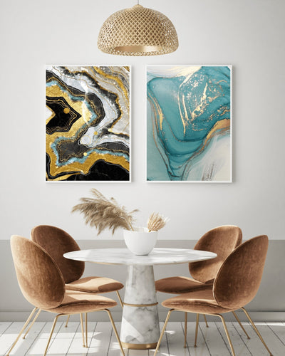 Golden Luxury Watercolor Poster - Plakatbar.no