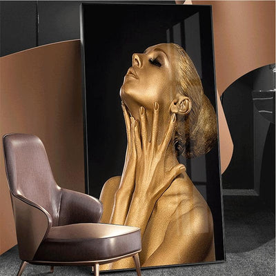 Golden Woman's Face. Art concept Poster - Plakatbar.no