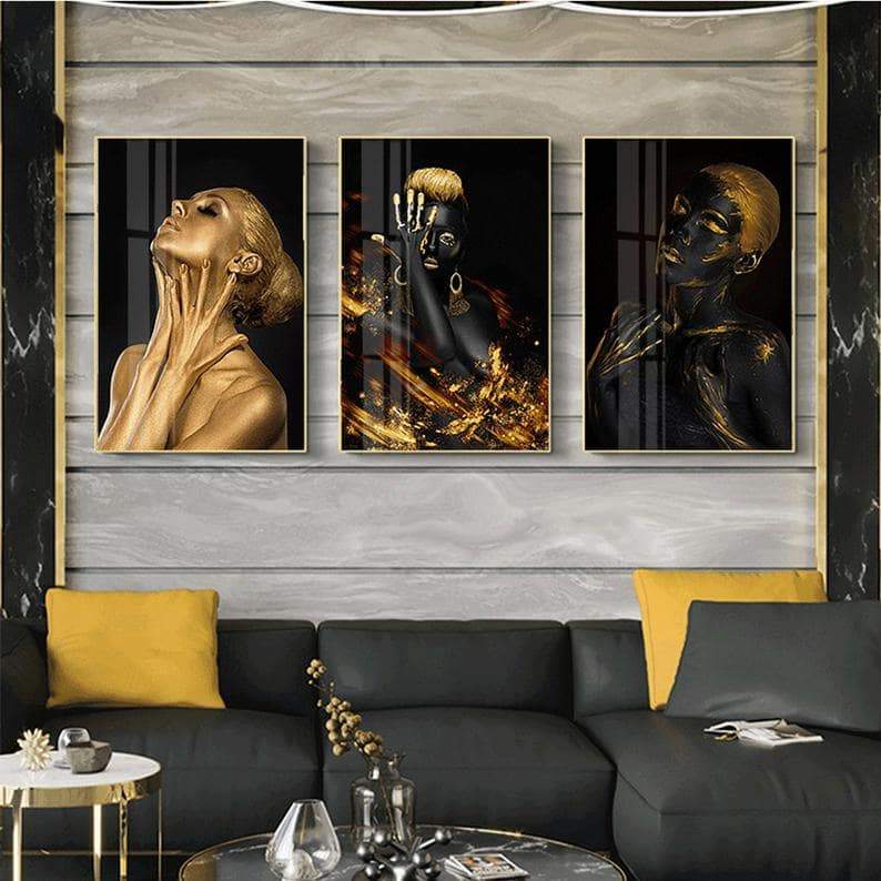 Golden Woman's Face. Art concept Poster - Plakatbar.no