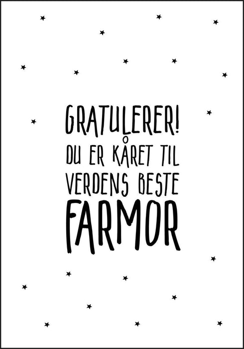 Gratulerer! du er kåret til verdens beste FARMOR - Plakat - Plakatbar.no