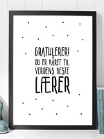 Gratulerer! du er kåret til verdens beste LÆRER - Plakat - Plakatbar.no