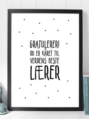Gratulerer! du er kåret til verdens beste LÆRER - Plakat - Plakatbar.no