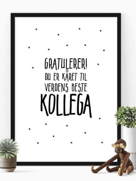 Gratulerer - verdens beste kollega - Plakatbar.no