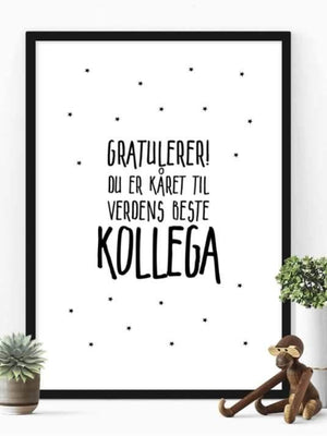Gratulerer - verdens beste kollega - Plakatbar.no