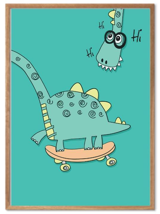 Grønn dinosaurplakat - Plakatbar.no