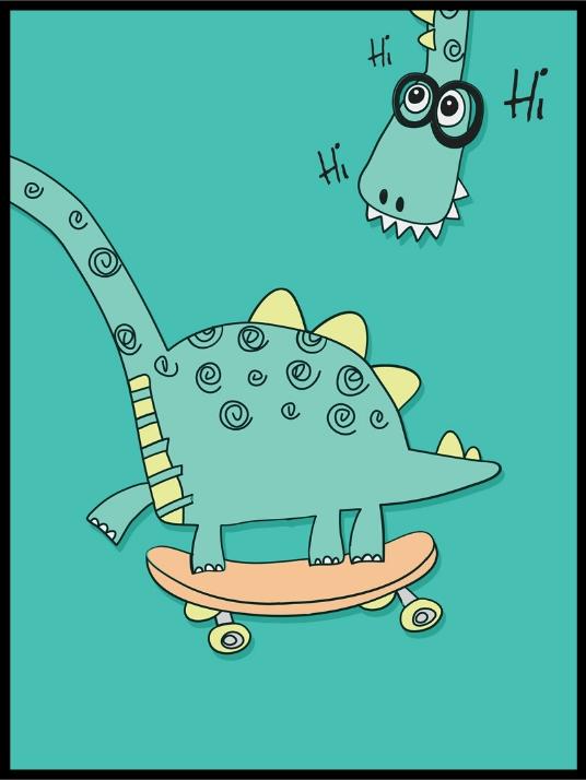 Grønn dinosaurplakat - Plakatbar.no