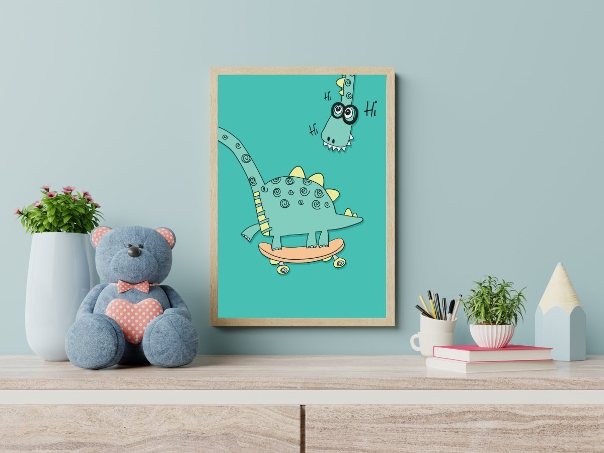 Grønn dinosaurplakat - Plakatbar.no