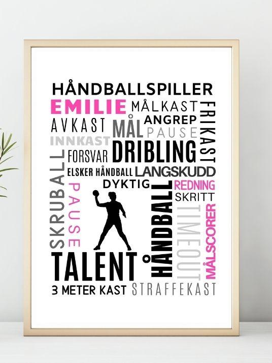 Håndball - ordplakat til jente - Plakatbar.no